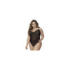 Body, grande taille, noir en dentelle et résille noire 